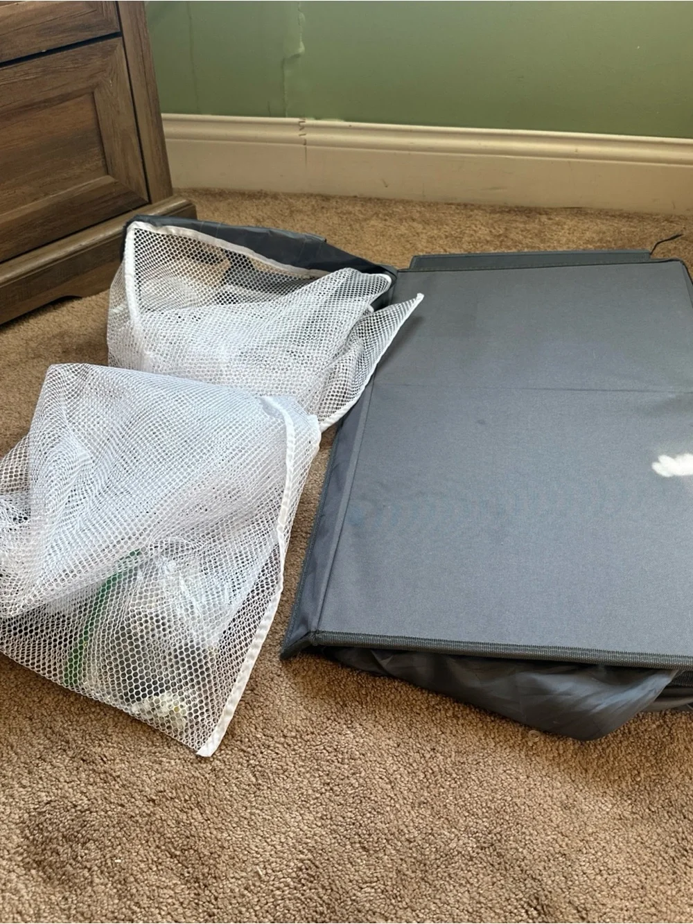 Double Laundry Hamper Collapsible Mesh Bag Closet Space Storage
